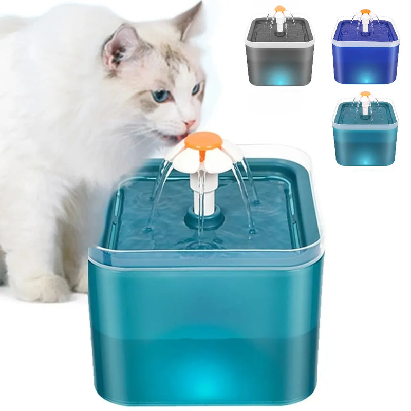 Fonte de água para gato com filtro automático, iluminação led, usb, elétrico, tigela de 2l, filtração recirculante, dispensador de água!!
